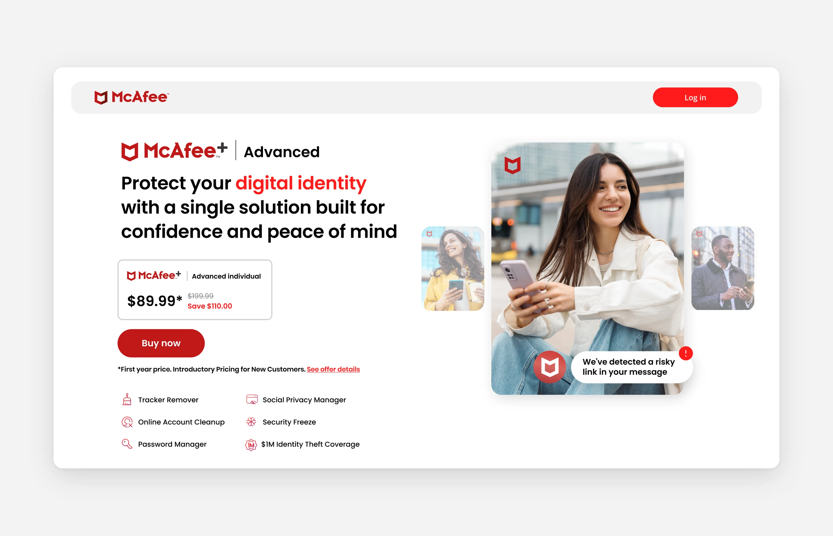 McAfee+ Advanced product page