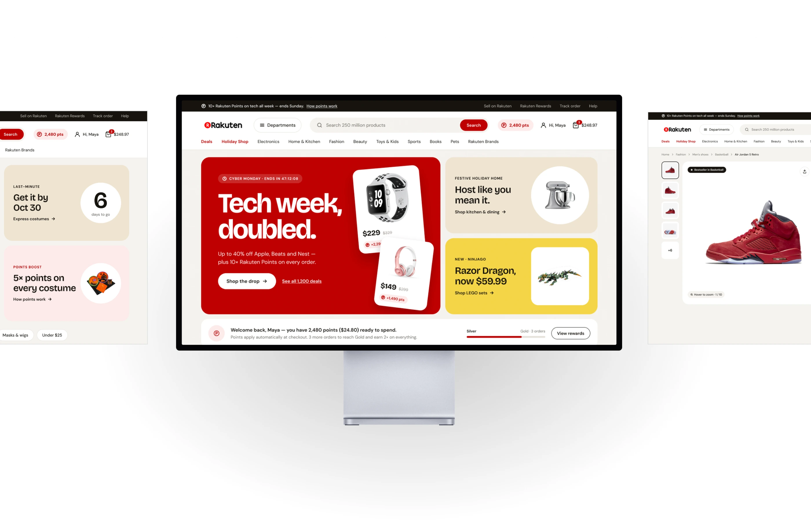 Rakuten homepage with a Tech week deals banner
