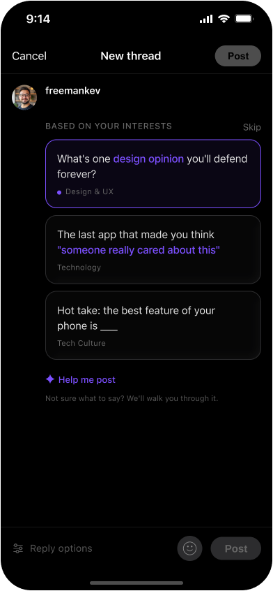 Composer Empty State — Contextual Starter Prompts